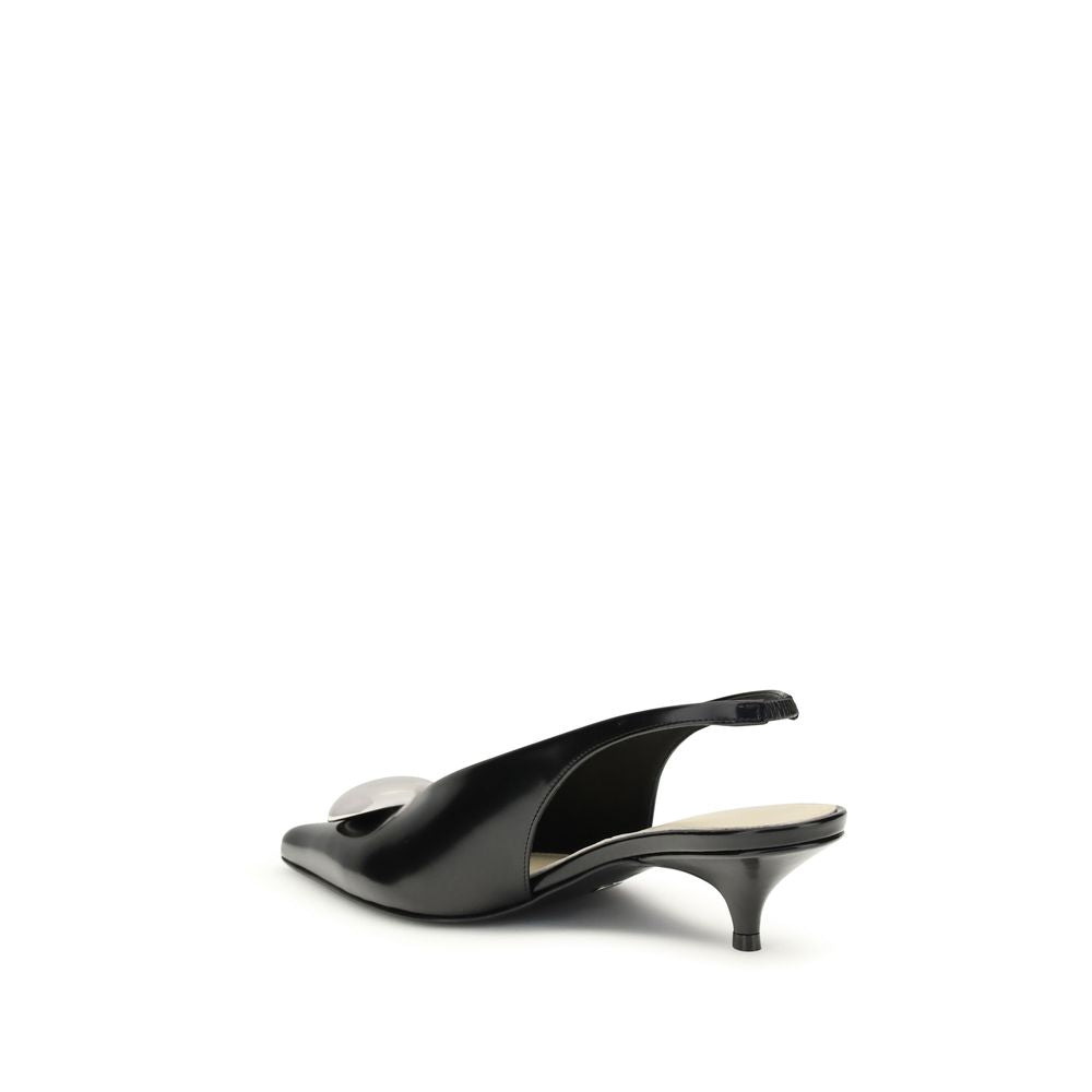 Proenza Schouler Black Calf Leather Bos Taurus Mid Heel Pumps