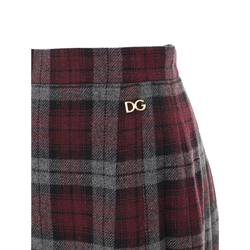 Dolce & Gabbana Bordeaux Wool Mini Skirt