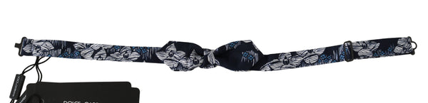 Dolce & Gabbana Navy Blue Floral Slim Adjustable Neck Papillon MenBow Tie