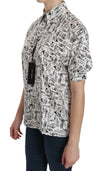 Dolce & Gabbana White Musical Instrument Collared BlouseShirt
