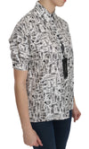 Dolce & Gabbana White Musical Instrument Collared BlouseShirt