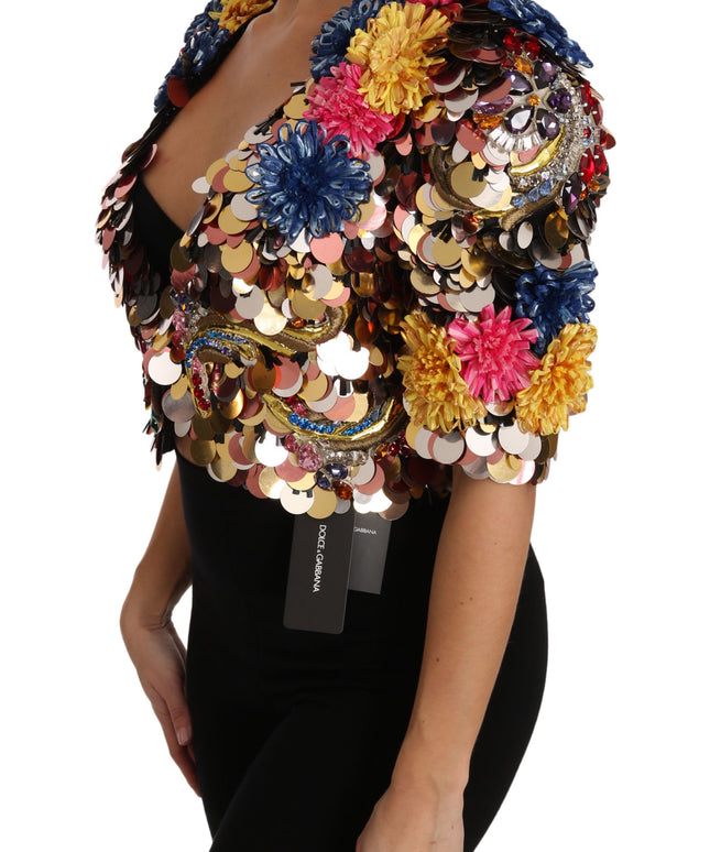 Dolce & Gabbana Crystal Sequined Floral Jacket Coat