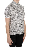 Dolce & Gabbana Trumpet Print Button Front Silk Top Blouse