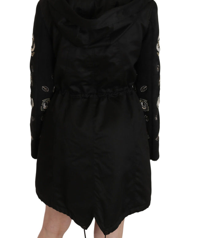 John Richmond Floral Sequined Beaded Hooded Jacket Coat