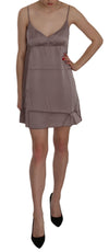 PINK MEMORIES Purple Spaghetti A-line Mini Silk Dress
