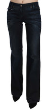 Just Cavalli Blue Washed Mid Waist Straight Denim Pants