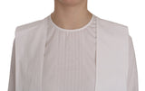 Dsquared² White Crew Neck Long Sleeve Cotton Blouse