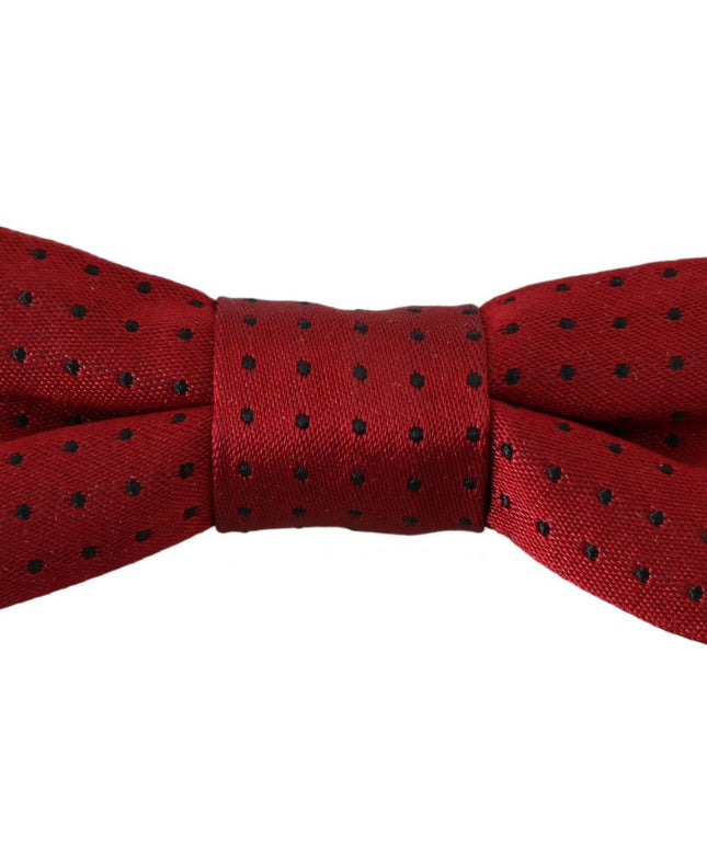Dolce & Gabbana Red Dotted Silk Adjustable Neck Papillon Bow Tie