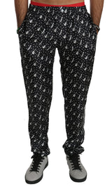 Dolce & Gabbana Silk Black Musical Instrument Trouser Pants