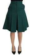 Dolce & Gabbana Green Pleated A-line High Waist CottonSkirt