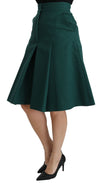 Dolce & Gabbana Green Pleated A-line High Waist CottonSkirt