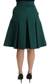 Dolce & Gabbana Green Pleated A-line High Waist CottonSkirt