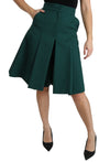Dolce & Gabbana Green Pleated A-line High Waist CottonSkirt