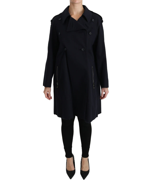 Dolce & Gabbana Coat Blue Cotton Women Trench Jacket