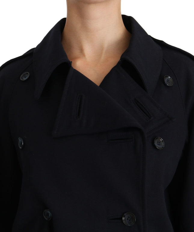 Dolce & Gabbana Coat Blue Cotton Women Trench Jacket