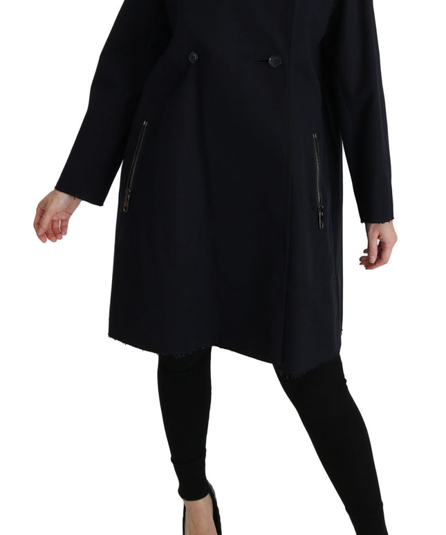 Dolce & Gabbana Coat Blue Cotton Women Trench Jacket