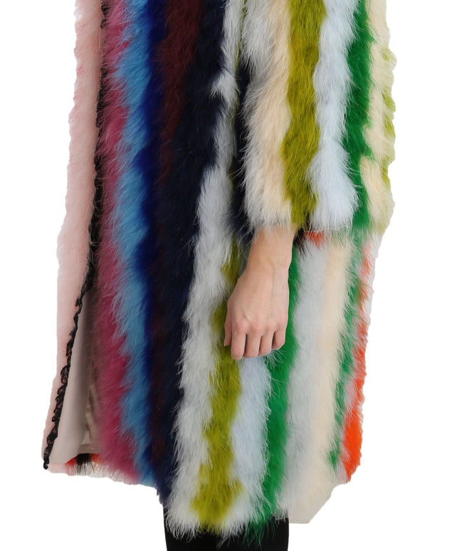 Dolce & Gabbana Multicolor Turkey Feather Cape Fur Coat