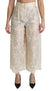 Dolce & Gabbana Cream Lace High Waist Palazzo Cropped Pants