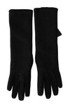 Dolce & Gabbana Black Gray Mid Arm Length Mittens WoolGloves