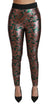 Dolce & Gabbana Green Bronze Leaf Tights Skinny Pants