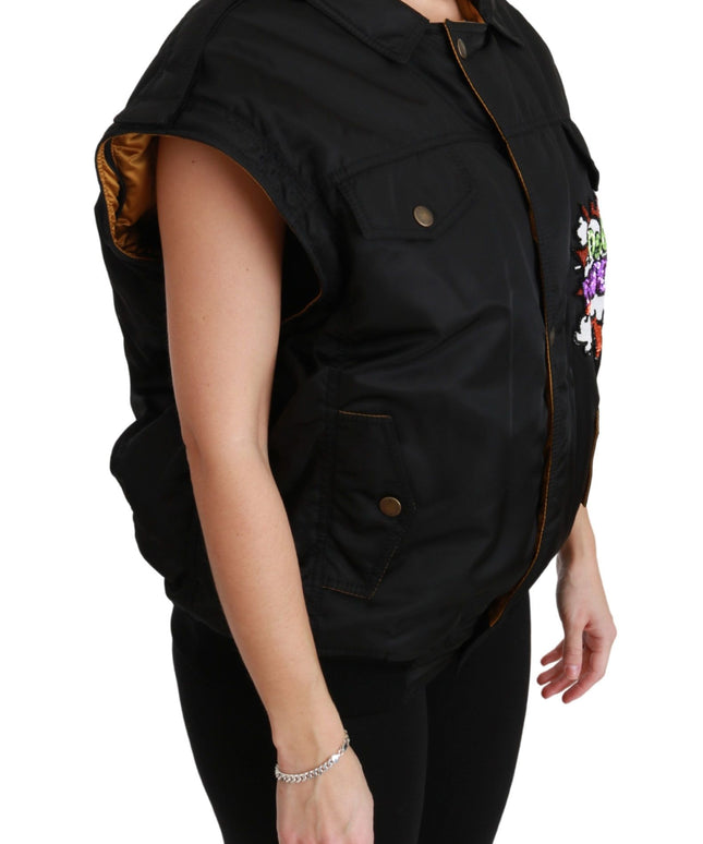 Dolce & Gabbana Black Queen Crown Sequined Bomber Jacket
