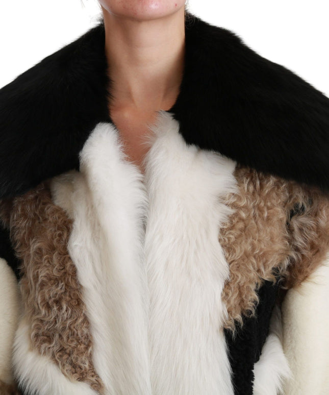Dolce & Gabbana Sheep Fur Shearling Cape Jacket Coat