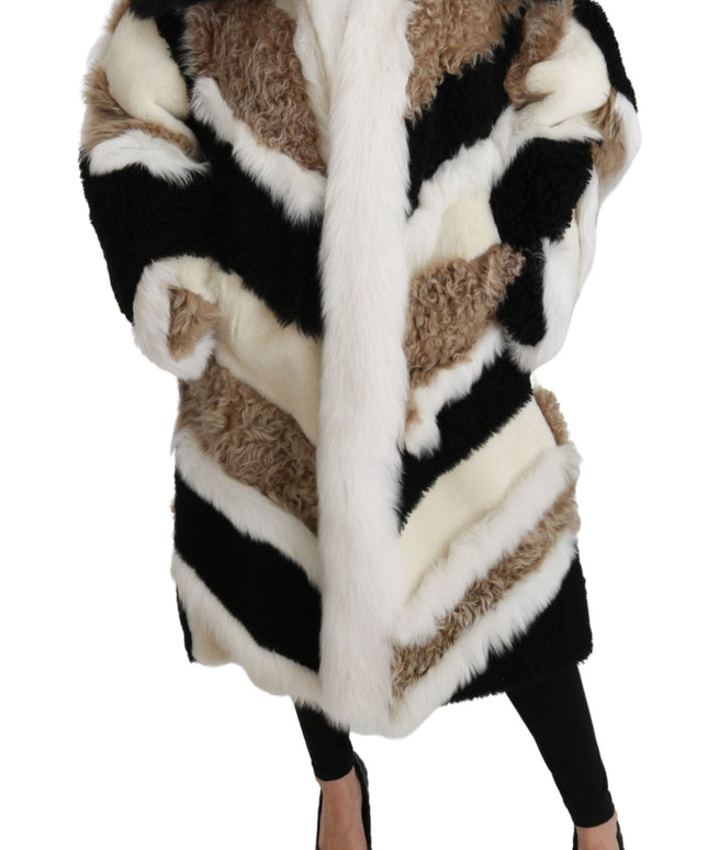 Dolce & Gabbana Sheep Fur Shearling Cape Jacket Coat