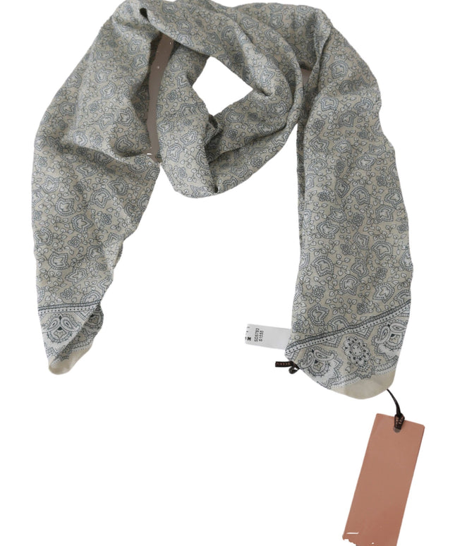 Ermanno Scervino Cotton Beige Blue Fantasy Print Scarf