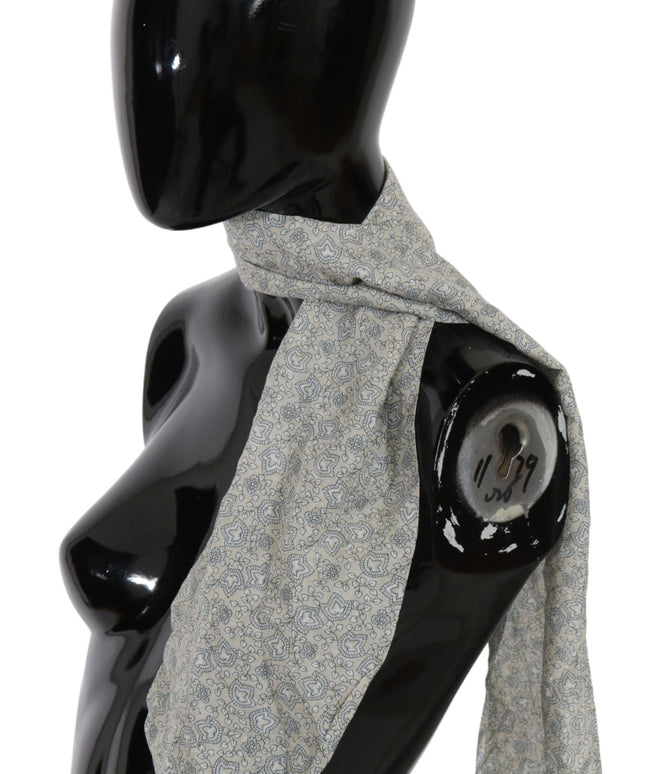 Ermanno Scervino Cotton Beige Blue Fantasy Print Scarf