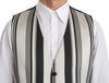 Dolce & Gabbana White Black Stripes Waistcoat Formal Vest