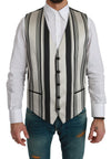 Dolce & Gabbana White Black Stripes Waistcoat Formal Vest