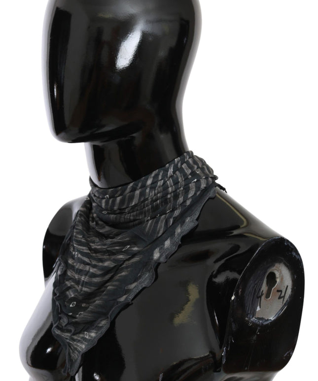Costume National Black Gray Viscose Foulard Branded Scarf