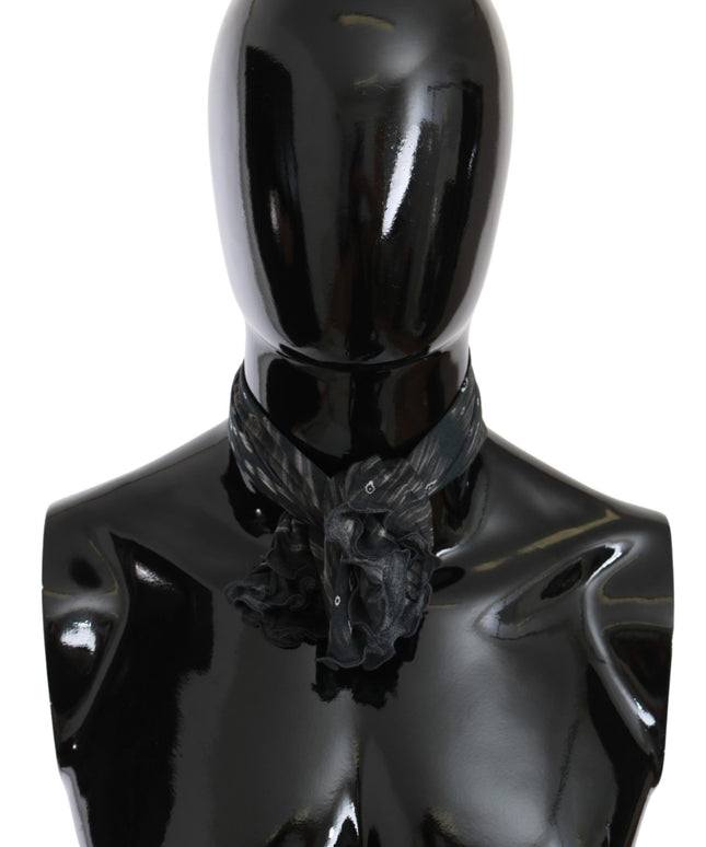 Costume National Black Gray Viscose Foulard Branded Scarf