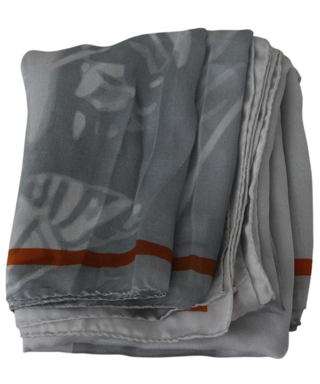 Costume National Gray Red Silk Shawl Foulard Wrap Scarf