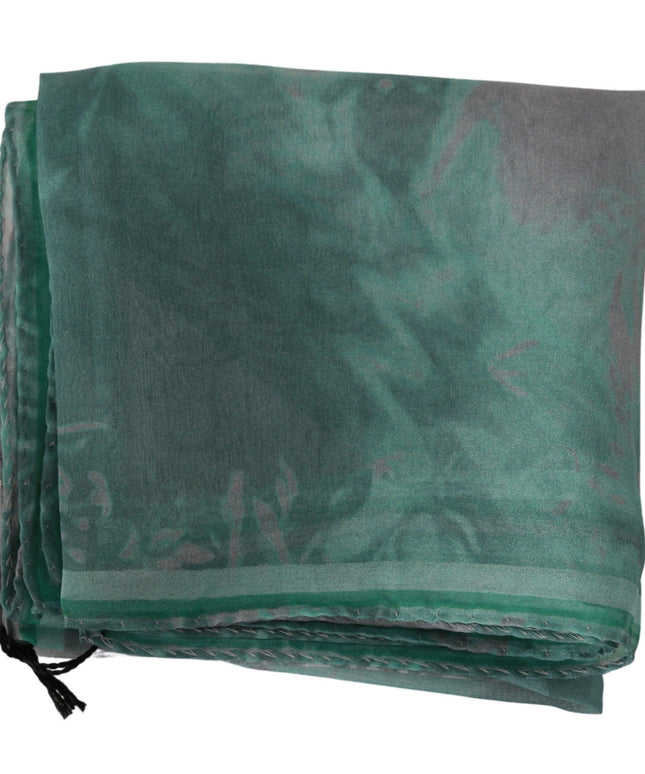 Costume National Green Silk Shawl Foulard Wrap Scarf