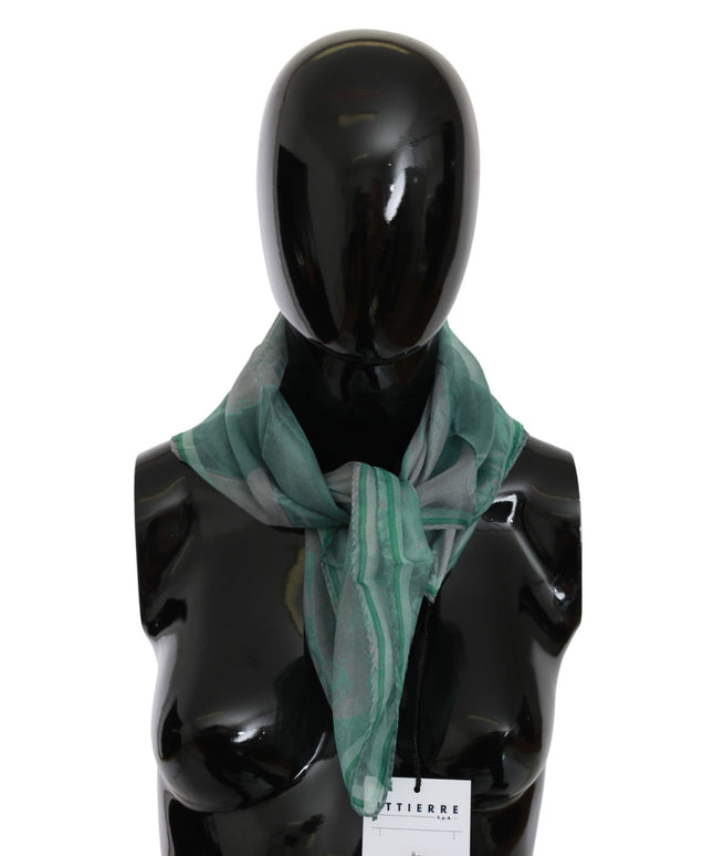 Costume National Green Silk Shawl Foulard Wrap Scarf