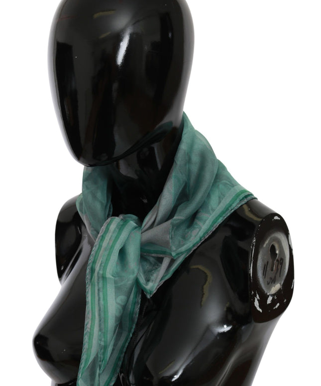 Costume National Green Silk Shawl Foulard Wrap Scarf