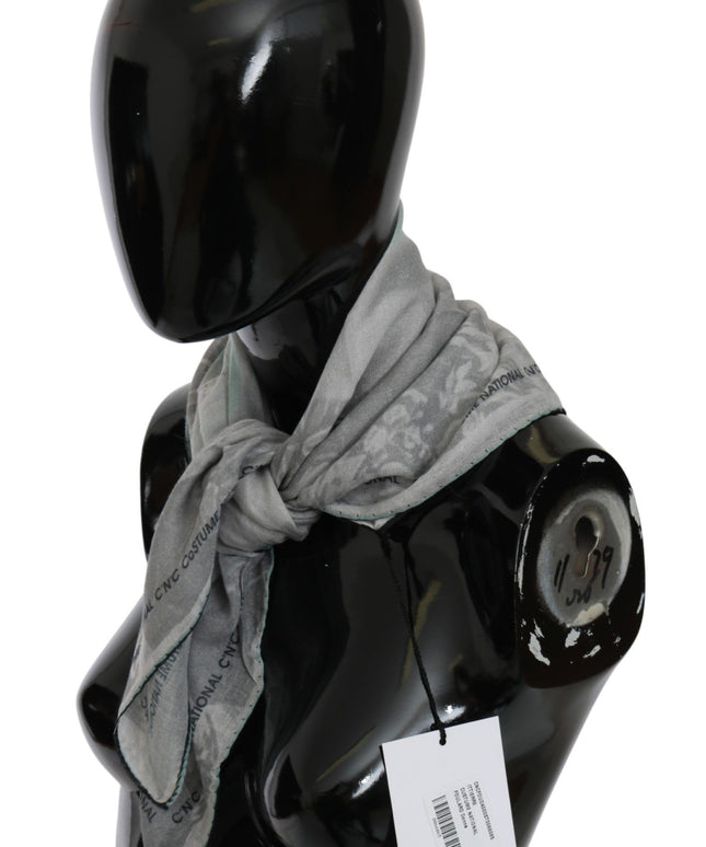 Costume National Gray Silk Shawl Foulard Wrap Scarf