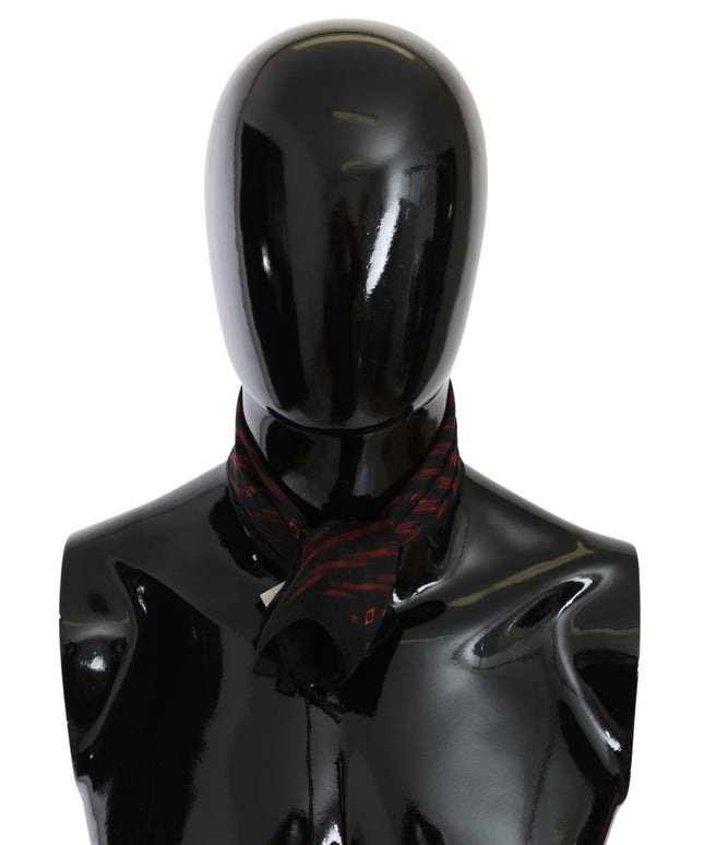 Costume National Black Orange 100% Silk Branded Scarf