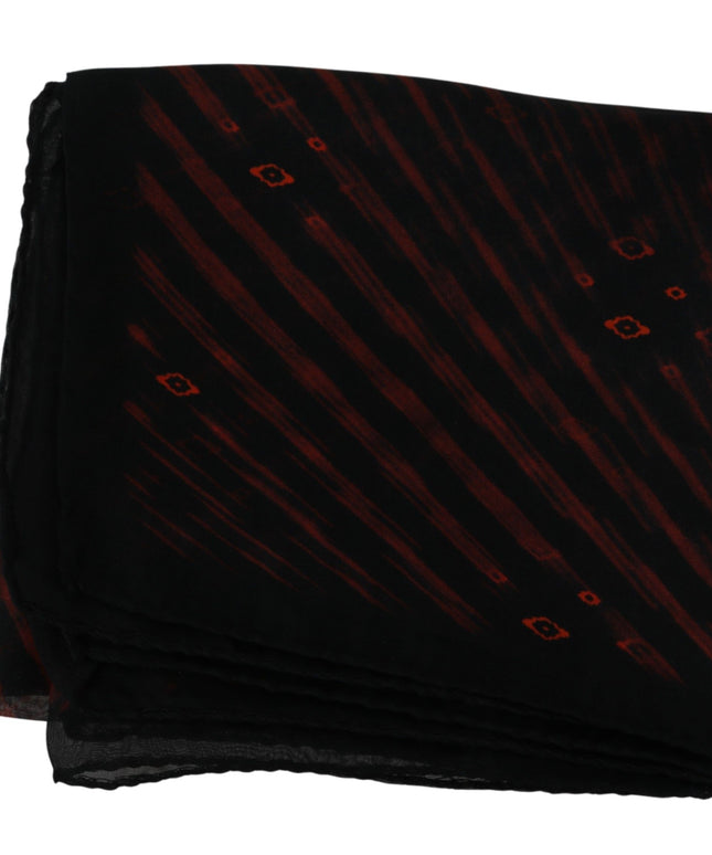 Costume National Black Orange 100% Silk Branded Scarf