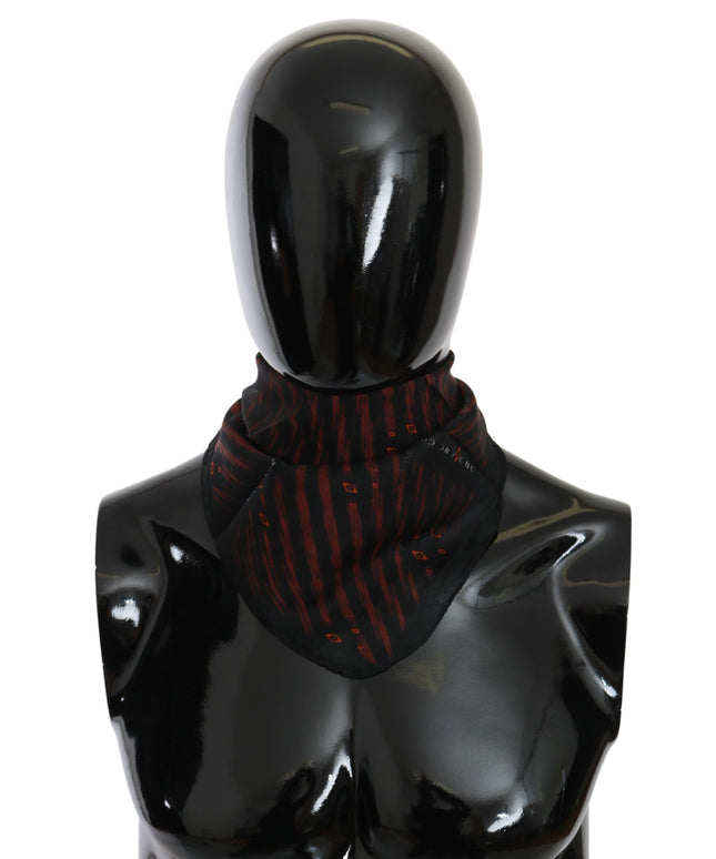 Costume National Black Orange 100% Silk Branded Scarf
