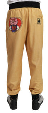 Dolce & Gabbana Gold Year Of The Pig Cotton Mens Pants