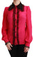 Dolce & Gabbana Pink Silk Black Sequin Lace Shirt Blouse