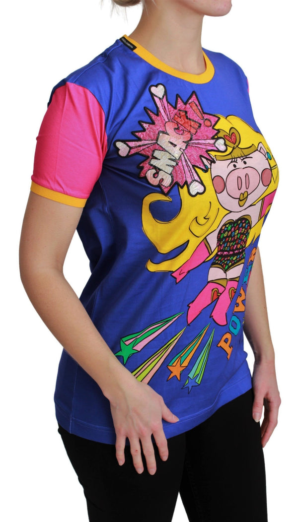 تي شيرت قطني بطبعة PIG SUPERGIRL بنفسجي من Dolce &amp; Gabbana