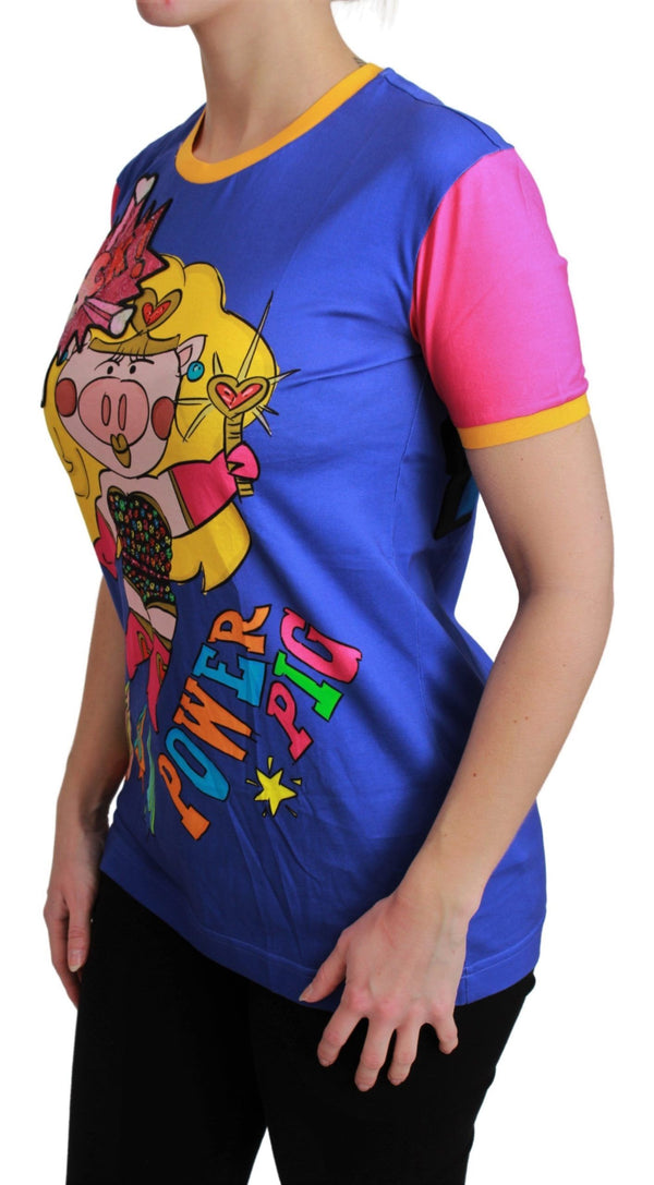 تي شيرت قطني بطبعة PIG SUPERGIRL بنفسجي من Dolce &amp; Gabbana