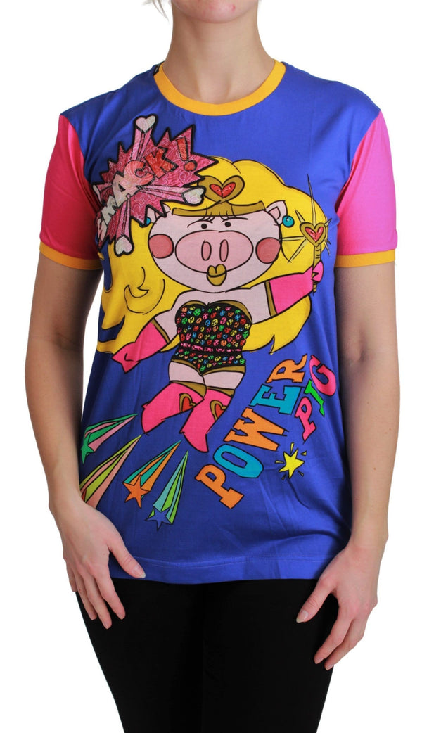 تي شيرت قطني بطبعة PIG SUPERGIRL بنفسجي من Dolce &amp; Gabbana