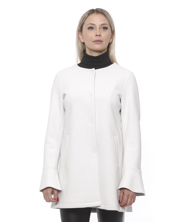 19V69 Italia Elegant White Neoprene Woman Coat - Outfito.ae