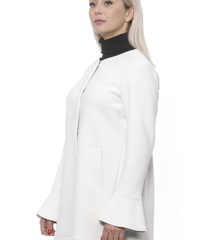 19V69 Italia Elegant White Neoprene Woman Coat - Outfito.ae