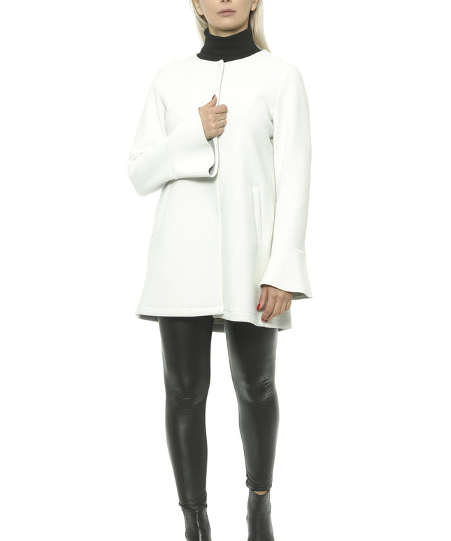 19V69 Italia Elegant White Neoprene Woman Coat - Outfito.ae