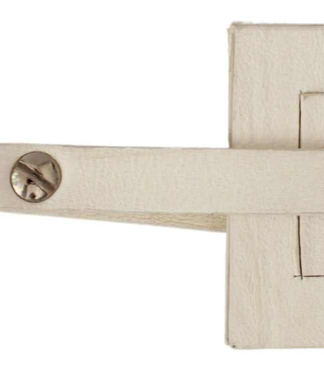 GF Ferre Beige Luggage Tag Branded Leather Patterned Keychain